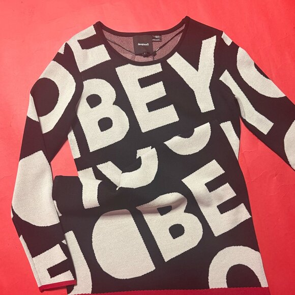 Desigual Unique Maxi Print Dress with “Be You” Slogan - Size L, NWT - Picture 4 of 11